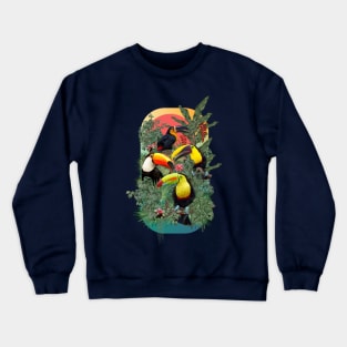 Polygonal Amazon plants and toucan birds. Crewneck Sweatshirt